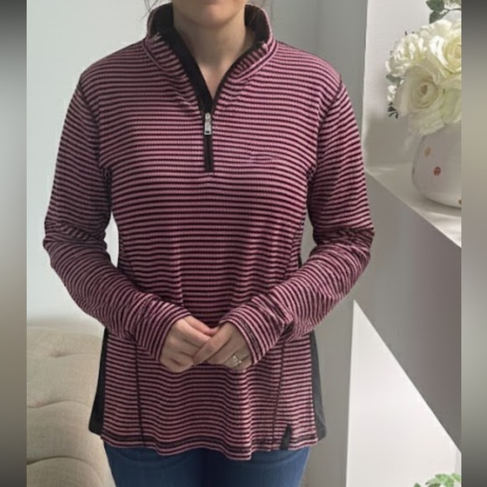 Lauren active Ralph Lauren Chic Striped Black and Pink Women's Sweatshirt